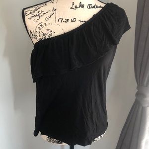 Black old navy one shoulder ruffle shirt